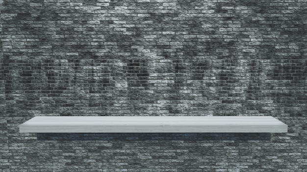 Gratis foto witte houten plank op een grunge bakstenen muur
