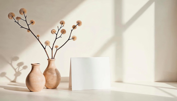 Gratis Foto witte keramische vazen met gedroogde bloemen takken
