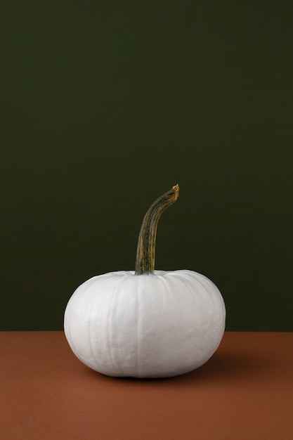 Witte pompoen met bruine en groene achtergrond