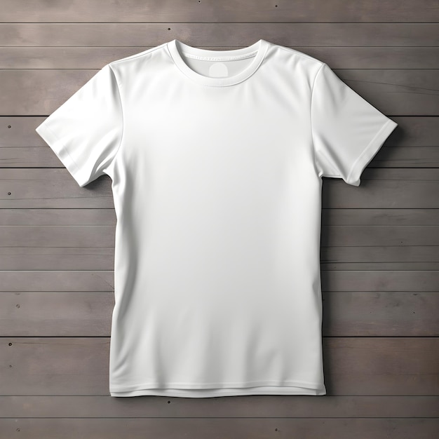 Gratis foto witte t-shirt op houtstructuur achtergrondkleur