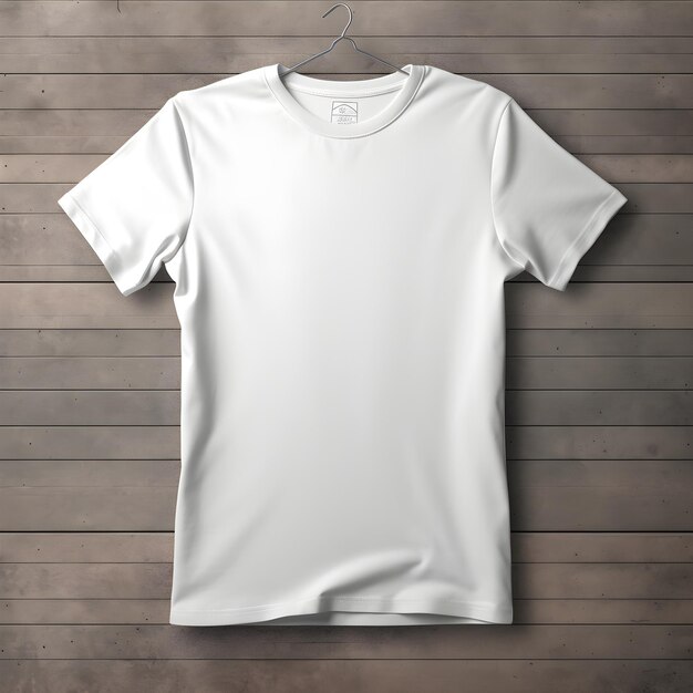 witte t-shirt sjabloon op houten textuur achtergrond