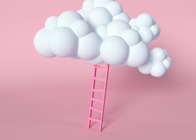 Witte wolk en roze ladder