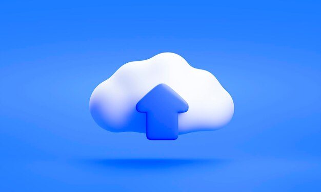 Witte wolk met downloadpictogram cloud computing-technologieteken of symbool 3D-rendering