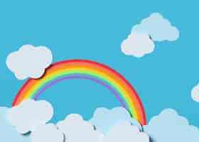 Gratis foto witte wolken en regenboog