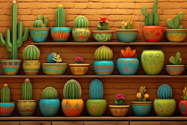 Gratis foto woestijncactussen in potten