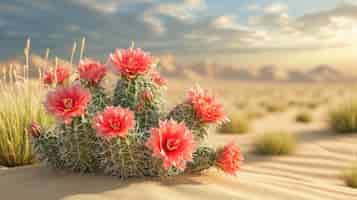 Gratis foto woestijnlandschap met cactussoorten en planten