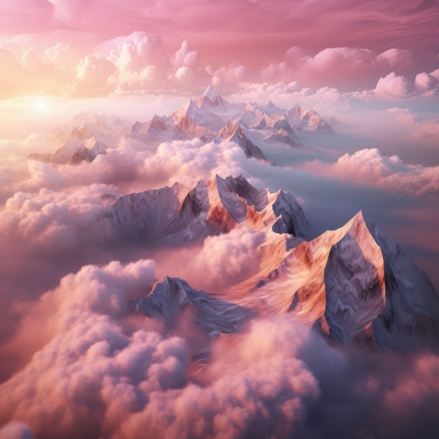 Gratis foto wolken en bergen in fantasie stijl.