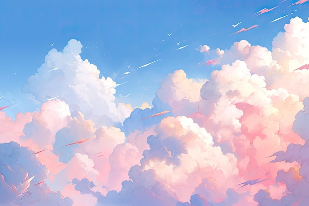 Gratis foto wolken in anime-stijl