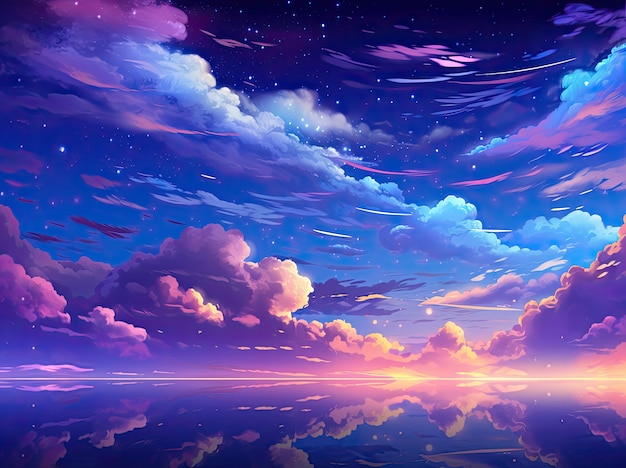 Gratis foto wolken in anime-stijl