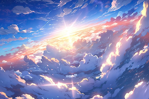 Gratis foto wolken in anime-stijl