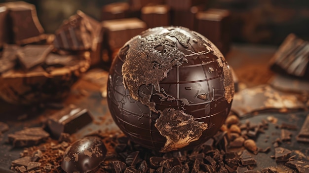 Gratis foto world ball for chocolate day celebration