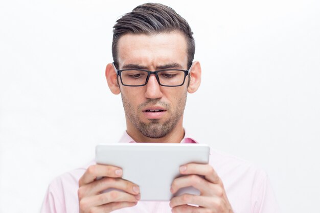 Worried Handsome Business Man Met Tablet