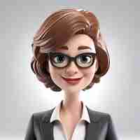 Gratis foto zakenvrouw met bruin haar en zwarte bril 3d rendering