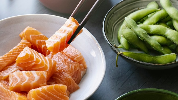 Zalm met groenten landschapsfotografie