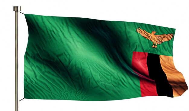 Zambia National Flag Geïsoleerde 3D Witte Achtergrond