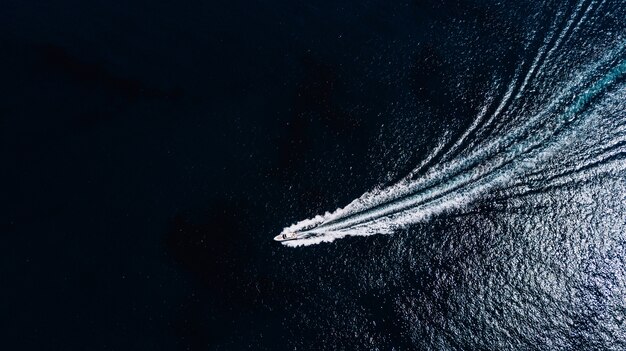 Zeeboot afdichting in oceaanzicht van bovenaf.