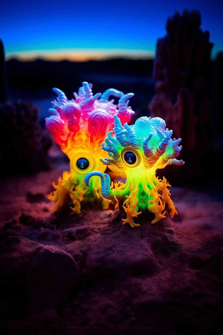 Gratis Foto zeelandschap met bioluminescerende natuur