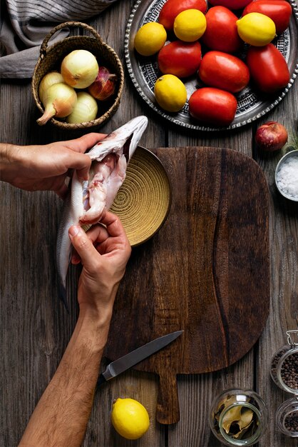 Zeevruchten schoonmaakproces in de keuken