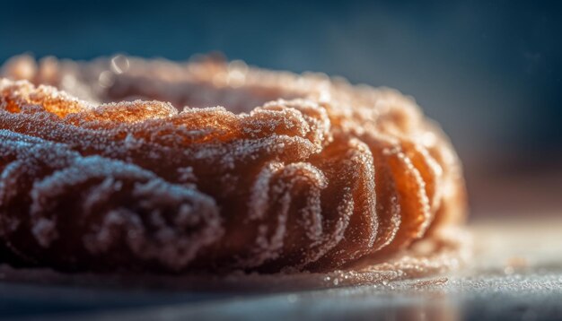 Zelfgemaakt chocoladekoekje op houten tafelvoorgrond gegenereerd door AI