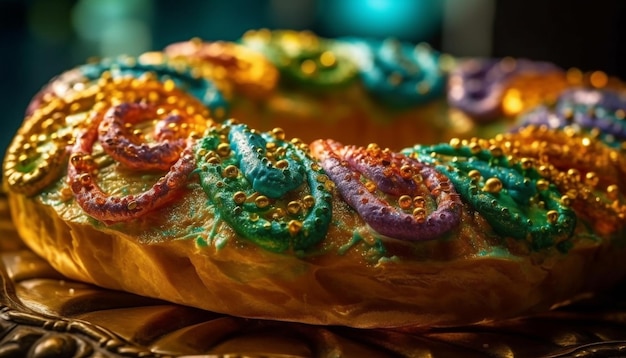 Gratis foto zelfgemaakt dessertbord met levendige veelkleurige snoepjes gegenereerd door ai
