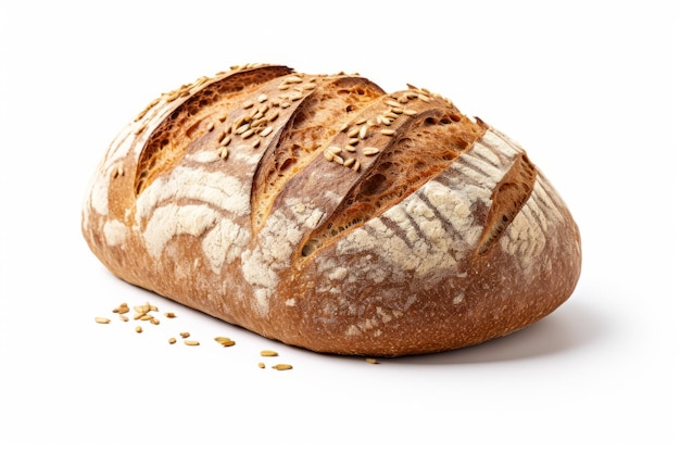 Gratis foto zelfgemaakt volkoren brood geïsoleerd op een witte achtergrond