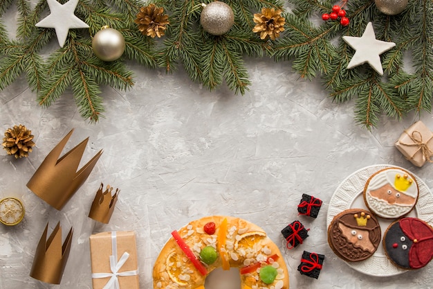 Zelfgemaakte epiphany dessert kopie ruimte