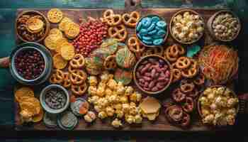 Gratis foto zelfgemaakte koekjes op rustieke houten tafel achtergrond gegenereerd door ai