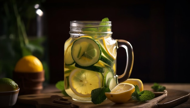 Zelfgemaakte limonade gezonde drank met muntblad gegenereerd door AI