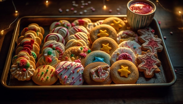 Gratis foto zelfgemaakte suikerkoekjes met feestelijke decoratie gegenereerd door ai