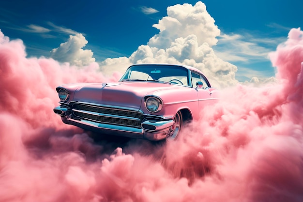 Gratis foto zicht op driedimensionale auto in de wolken