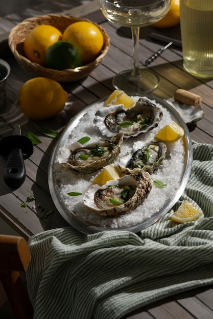 Gratis foto zicht op gerecht gemaakt van oesterdelicatessen