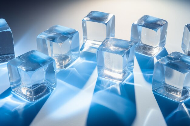 Zicht op kristalheldere ijsblokjes