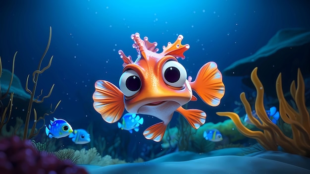 Gratis foto zicht van geanimeerde cartoon 3d vis