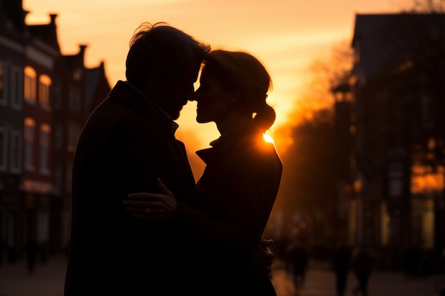 Gratis foto zijaanzicht romantisch koppel buitenshuis