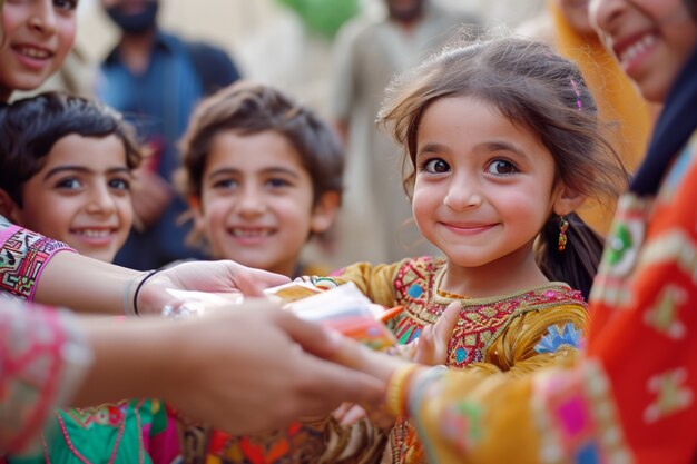 Zijaanzichtmensen die eid al-fitr vieren