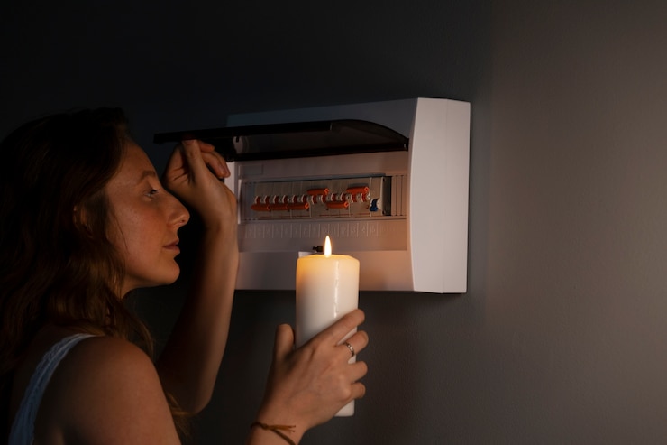 Gratis Foto zijaanzichtvrouw die elektrisch paneel controleren
