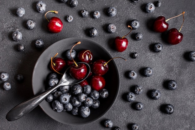 Zoet gemengd fruit bovenaanzicht