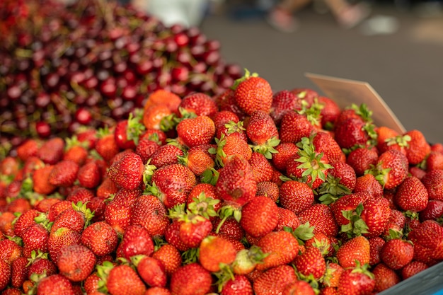 Zoete en heerlijke aardbeien te koop.