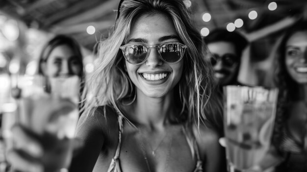 Zomer seizoensgebonden scène met monochromatisch zwart-wit effect.
