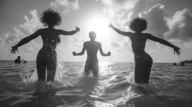 Zomer seizoensgebonden scène met monochromatisch zwart-wit effect.