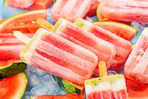 Gratis foto zomerse dorstlessende gastronomische watermeloen ijslolly's