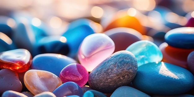 Gratis foto zonlicht schitterend op de rotsen van het strand