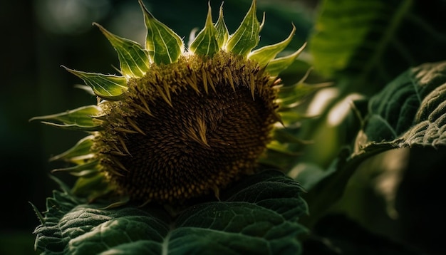 Zonnebloemzaad groei levendige gele bloemblad schoonheid gegenereerd door ai