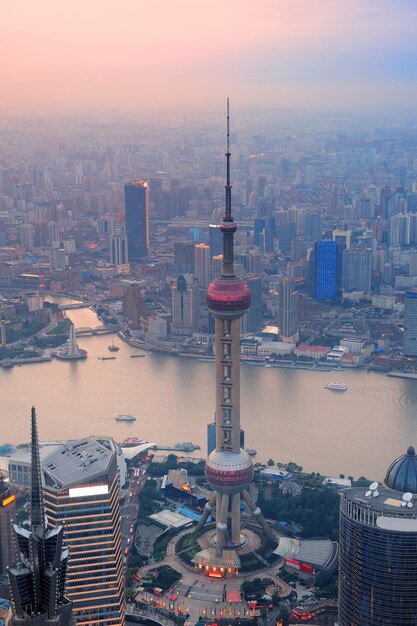 zonsondergang in Shanghai