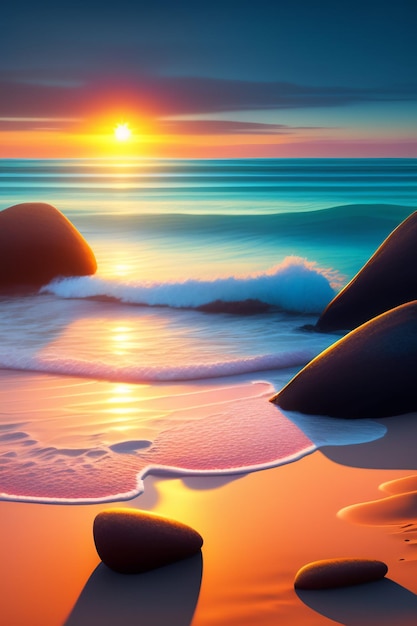 Zonsondergang op het strand wallpapers en afbeeldingen