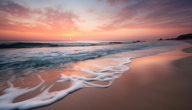 Zonsondergang over rustige wateren een tropisch paradijs gegenereerd door AI