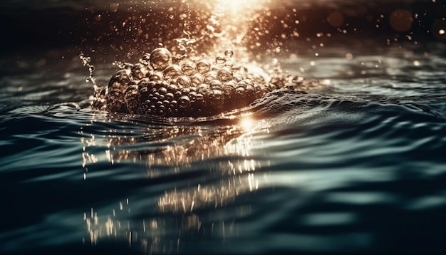 Zonsonderganggolven reflecteren op rustig water in harmonie gegenereerd door ai