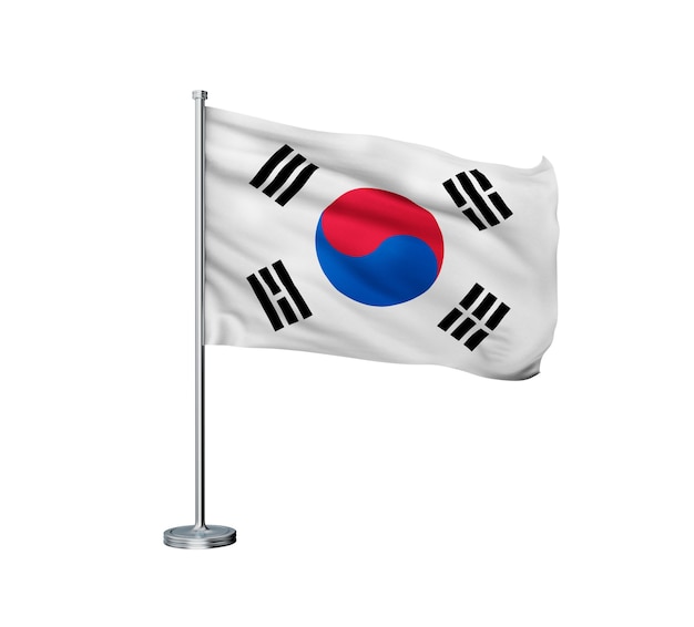 Zuid-koreaanse vlag op een witte achtergrond