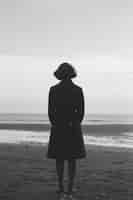 Gratis foto zwart-wit beeld van een verdrietige vrouw.