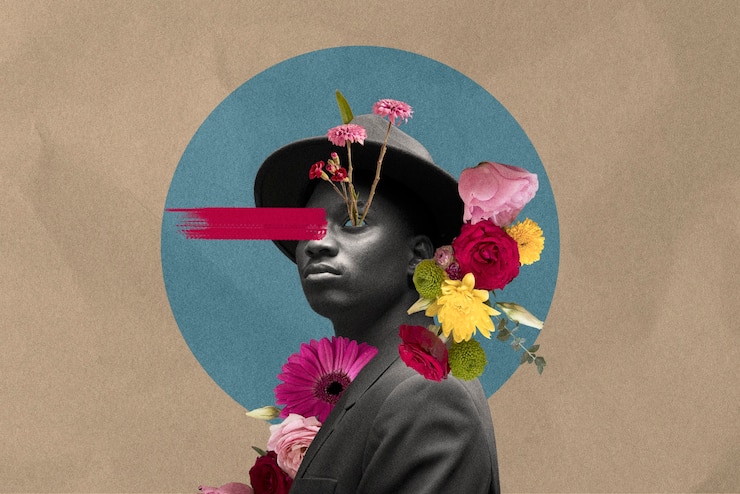 Gratis Foto zwarte man met bloemen
